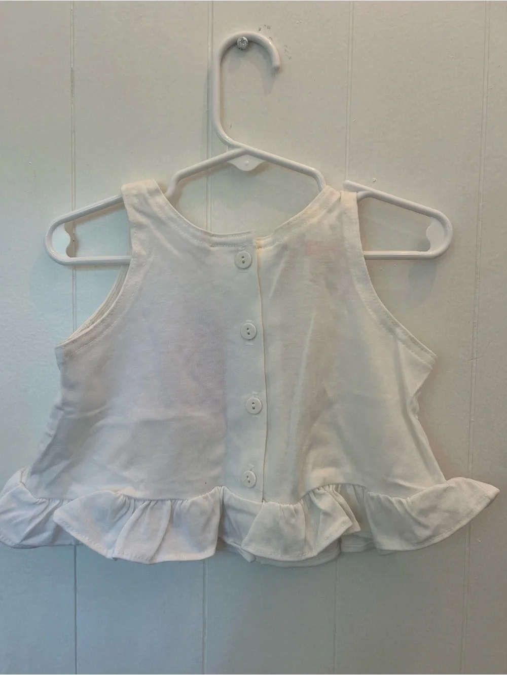 NWT Vintage OshKosh White Ruffle Tank Top with Colorful Butterfly Graphic